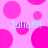 Pixelated pink background with large and small circles, light blue text reading "Julia !!!!" repeated four times.