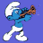 A pixelated 48x48 animated buddy icon featuring a Smurf character playing a guitar on the left and green text reading "Original Icons .com" on the right, displayed as a contact sheet with two frames.