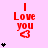 Red 'I Love you' text with heart symbol on pink background, surrounded by black star clusters of varying sizes.