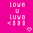 Pixelated text on bright pink background with two heart symbols, one at bottom center and one at bottom right.