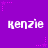 Purple background with repeated white text 'kenzie' and pink star outlines in a pattern