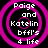Four identical circular icons with pink concentric rings and white text reading "Paige and Katelin bffl's 4 life" on a black background.