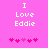 Pixelated text 'I Love Eddie' on bright pink background with two of pink heart icons, one showing animation change in heart positions