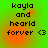 Green background with orange gradient and pixelated text reading 'kayla and hearld forver <3' in four identical