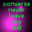Green pixelated text on a purple gradient background with subtle light effects, arranged in four