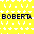Yellow background with white star pattern and repeated black text 'BOBERTA! BOBERTA! BOBERTA!' across three horizontal lines.