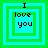 Four identical pixelated icons arranged in a , each displaying "I love you" text within nested square borders