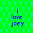 Green background with light blue diamond pattern, four identical text blocks reading "i love joey" in blue pixelated font.