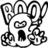 Black-and-white pixelated icon with abstract shapes including a heart, circular forms, and irregular lines on white background.