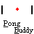 identical 'Pong Buddy' text icons with black vertical bars and red star symbols on a gray background, each icon showing slight variations in bar and star positions