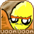 identical pixel-art icons showing a yellow cartoon character with orange eyebrows, black eyes, and an angry expression against a brown background