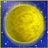 Static pixelated icon of a yellow spherical object against a blue background with subtle gradient and scattered white speckles.