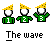 Pixelated character with yellow hat and green shirt displaying numbers 1, 2, or 3 on chest in sequential wave motion