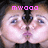 Pixelated image of two mirrored faces with pink text overlays reading 'mwaoo', 'i love you', and 'kiss kiss <3' across different sections.