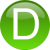 Green circular icon with white letter D centered on gradient background, pixelated edges, no visible text or additional elements.