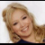 A contact sheet of six animated frames showing a pixelated image of a smiling woman with blonde hair on the left and red text on black backgrounds describing fake attributes.