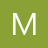 A pixelated white capital letter M centered on a solid olive-green background with no additional elements.