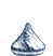 Animated sequence showing a silver Hershey's Kiss wrapper transforming into a yellow smiley face with red tongue, repeated