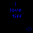 Blue pixelated text 'i love tiff' appears twice on a black background with two blue heart icons below.