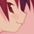 Pixelated close-up of a character's face with reddish-brown hair and closed eyes, rendered in soft pastel tones on a light pink background.