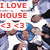 Pixelated collage of multiple people in group poses with overlaid text phrases about 'House' show fandom, featuring red, green, and yellow text on white backgrounds.