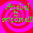 A static image with four identical showing a red and pink spiral background overlaid with green text reading "Anabel is so smelly!"