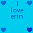 Blue pixelated heart icons and text 'I love erin' on a bright cyan background, with multiple identical copies