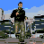 Pixelated 49x49 animated contact sheet showing Grand Theft Auto III character in military attire with text "grand theft auto 3" on black background, arranged as 2x2 grid of sampled frames.