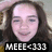 Pixelated close-up of a person with long brown hair, smiling, with text overlay reading 'MEEE<333' on a black bar.