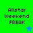Four display 'Allstar Weekend FREAK' text with a star icon; top-left is green background with blue star, bottom-left is blue background with green star, top-right and bottom-right are green backgrounds with no star