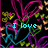 Pixelated icon with black background, colorful heart shapes, and cyan text reading "I love Sebastian!!" and "MTE + SP".