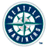Circular blue and white icon with 'ATLANTA BRAVES' text around the perimeter, featuring a central baseball diamond design with four small figures.