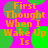 A static image with bright pink background, green circular shapes, and orange text reading "First Thought When I Wake Up Is" repeated in a pattern