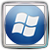 Blue circular icon with four white square tiles arranged in a 2x2 grid, enclosed by a silver border with a subtle gradient.
