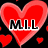 Red heart shapes with white text overlays on a black background, featuring multiple heart symbols and textual elements.