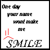 Static pixel art image with black text on white background, featuring a red smiley face icon and a misspelled phrase.