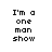 Pixelated text on white background reads "I'm a one man show" left, "I don't need no one" right, "I'll be fine alone." below left, and "-jonas brothers" in gray at bottom right.