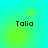 Four identical display 'Talia' text over a cyan-green gradient background with faint circular patterns