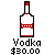 Pixel art display of five items with text labels: a vodka bottle, shotglass, Cheap Blad item, Russian Pride graphic, and 'Priceless' label on gray background.