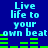 Blue background with light blue text reading "Live life to your own beat" and green horizontal bars below the text, repeated twice in a