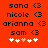 Red background displays repeated names with heart symbols and pixelated icons, showing two variations of white and pink plus signs below.