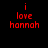 Red text 'i love hannah' on black background with four circular light effects in a , each with varying brightness and gradient intensity