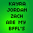 Green background with black pixelated text reading 'KAYRA JORDAN ZACH ARE MY BFFL'S' in four identical quadrants.