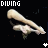 Pixelated animated contact sheet showing two frames of a diving stick figure icon with