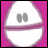 Static 48x48 pixel buddy icon featuring a white rounded shape with gray eyes and pink border on solid magenta background.