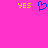 Pixelated graphic with bright pink background, yellow 'YES' text on left and right, blue heart symbol in center.