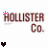 Animated contact sheet of 12 frames showing a Hollister Co. logo animation with changing heart symbols and pink sparkles on a white background.