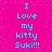 Bright pink background with cyan pixelated text reading "I Love my kitty Suki!!!" repeated twice in vertical , scattered light purple dots