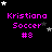 Pixelated text 'Kristiana Soccer #8' in bright pink on black background with scattered white and gray stars.