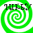 Green and white spiral pattern with black text 'MIKEY' overlaid, displayed in a four-quadrant